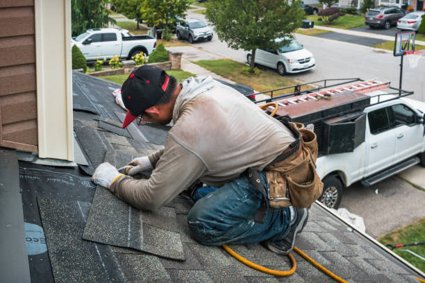 Professional Roofing technician working in Cordova, IL